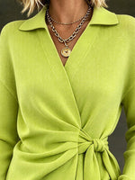 Chicelegant Vibrant Lime Green Wrap Tie Top
