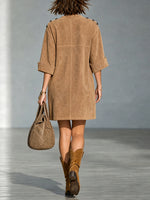 Casual Faux Suede Straight-cut Mini Dress