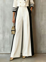 Chic Sophisticated Black And White Colorblock Blazer And Trouser Suit