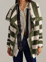 Boho Chic Striped Fringe Knit Cardigan