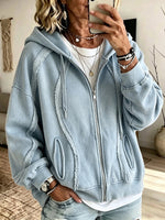 Casual Raw-edge Zip-up Hoodie