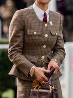 Vintage-style Houndstooth Wool-blend Tweed Jacket
