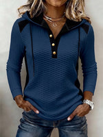 Cozy Colorblock Textured Hooded Top