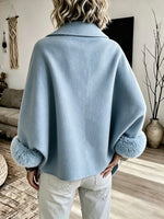 Cozy Faux Fur Cuff Asymmetric Wool-Blend Jacket