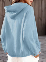 Adjustable Drawstring Hooded Lightweight Jacket
