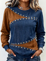 Edgy Asymmetrical Color-Block Studded Top