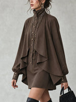 Elegant Stand-up Collar Cape Mini Dress