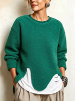Cozy Sherpa Fleeced Asymmetric Hem Sweatshirt