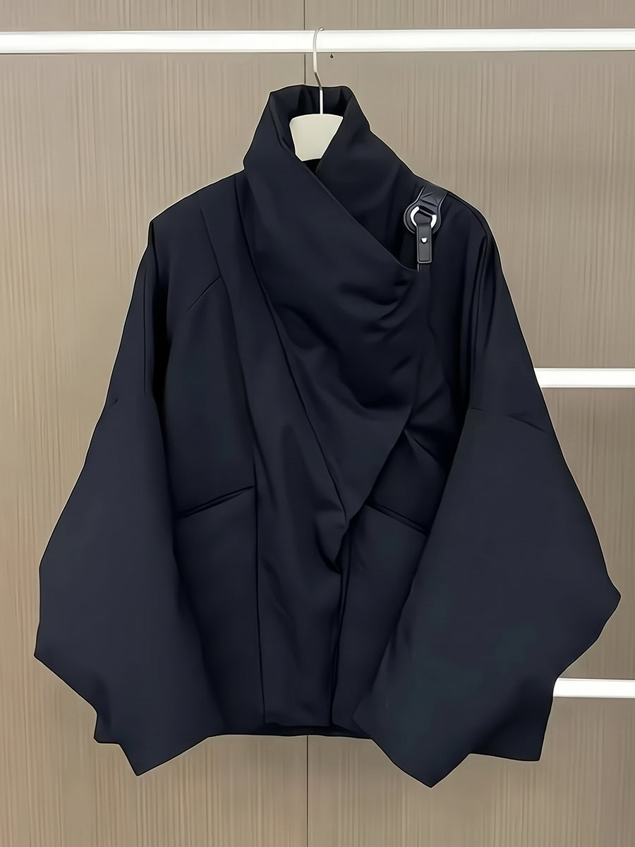 Contemporary Draped Asymmetric Puffer Jacket