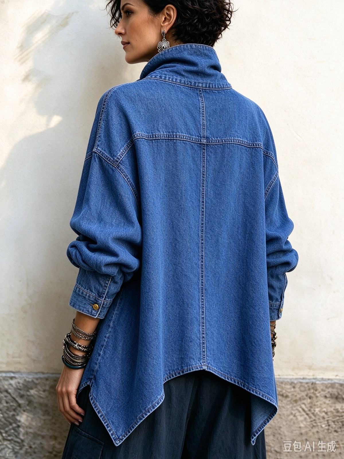 Casual Denim Asymmetrical Button-up Jacket