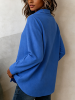 Chic Asymmetric Button-front Waffle-knit Blouse