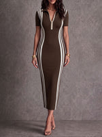 Women's Collared Short-sleeved Casual Slim-fit Bodycon Dress