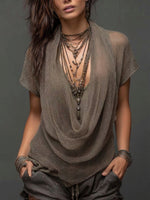 Sexy & Casual Boho Cowl-neck Knit Two-piece Set
