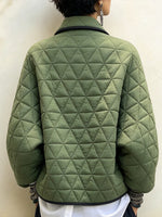 Casual Geometric-quilted Cotton Jacket