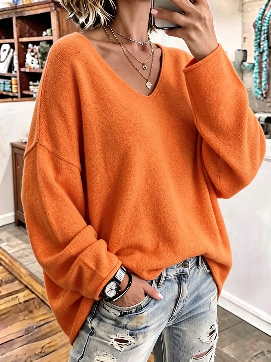 Relaxed V-neck Oversized Sweater