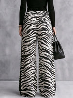 Women's Zebra Print Wide Leg Drawstring Pants