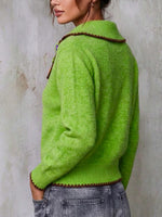 Women's Asymmetric Collar Cardigan with Colorful Buttons