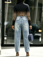 Casual And Cozy Gradient Leopard-print High-neck Knit Top