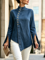 Elegant Asymmetrical Denim Top