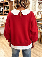 Cozy Peter Pan Collar Oversized Faux Two-piece Hoodie