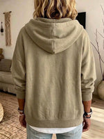 Casual Cat-print Zip-up Hoodie