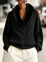 Chic Cozy Plush-collar Cardigan Sweater