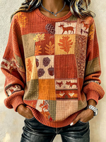 Cozy Chic Patchwork Waffle Knit Sweatshirt