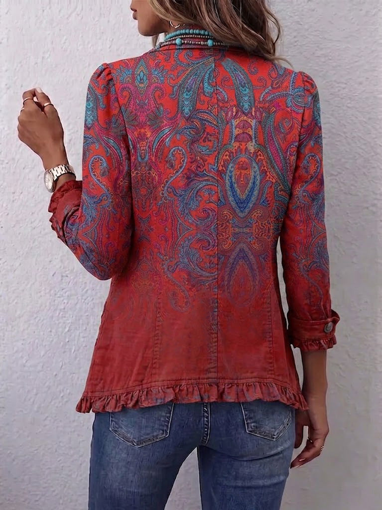 Boho-style Vintage Paisley Ruffle Jacket
