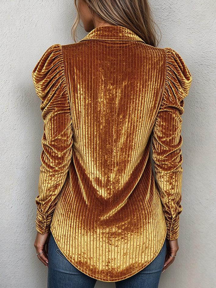Boho Stylish Velvet Ruched Sleeve Blouse