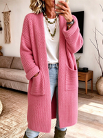 Chic Oversized Longline Open-front Knit Cardigan Sweater