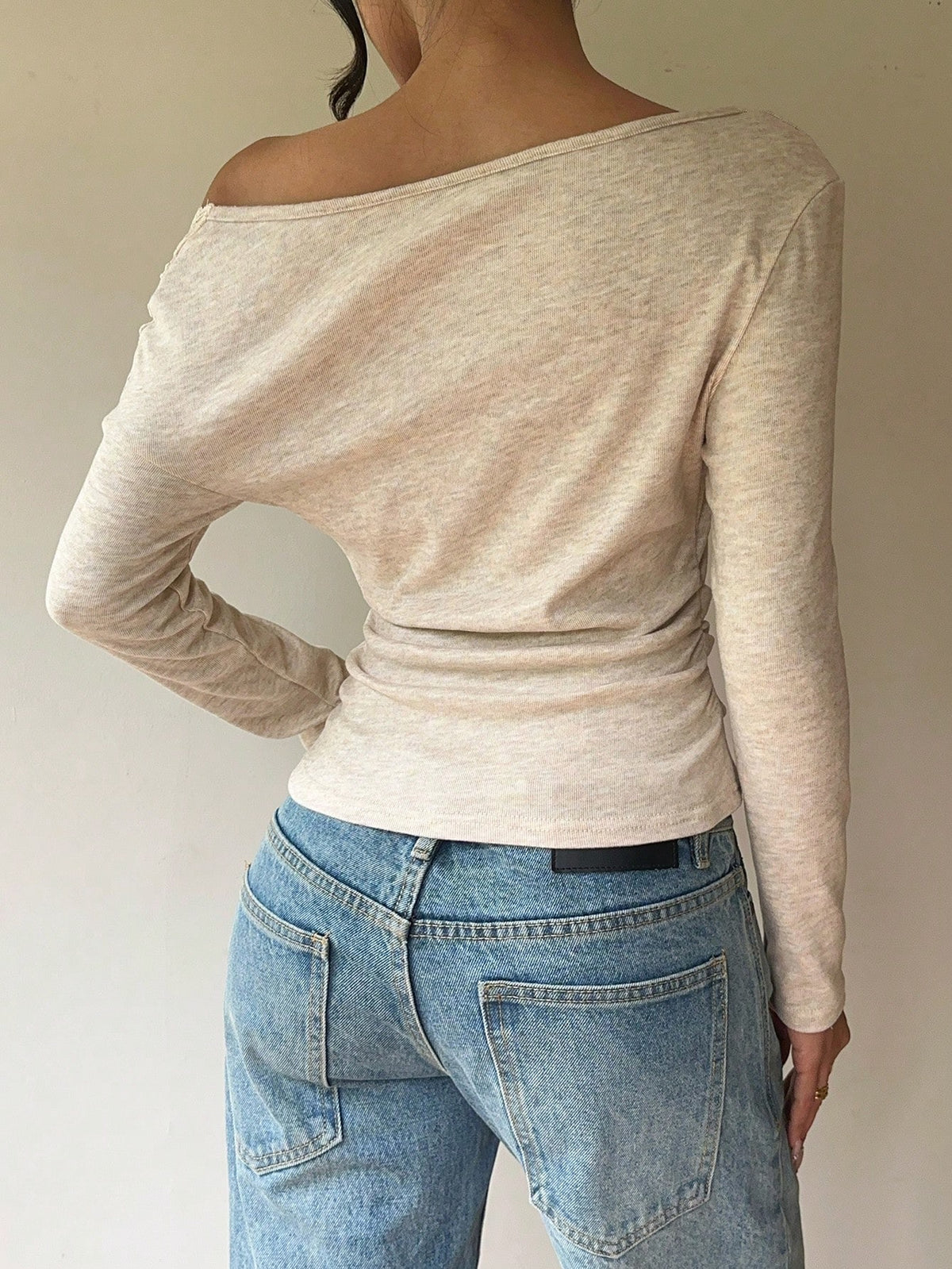 Stylish And Elegant Off-shoulder Knit Top With Lace Detailing
