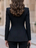 Women's Elegant Asymmetrical Wrap Tailored Blazer With Flap Pockets