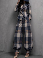 Sophisticated Plaid Wool-Blend Tailored Blazer
