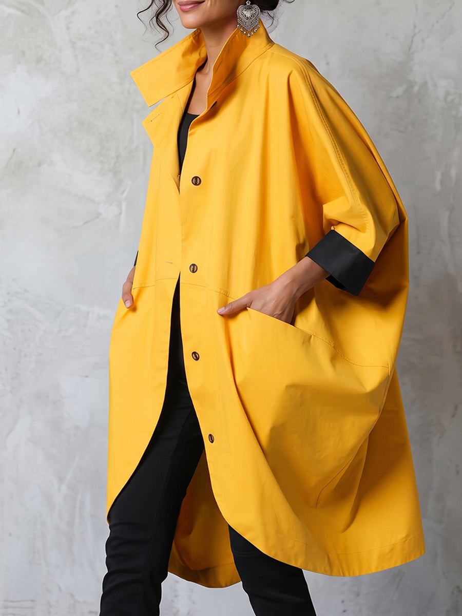 Vibrant Oversized Stand-collar Cocoon Shirt