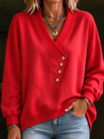 Relaxed Asymmetric Button Up Sweatshirt