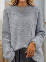Knitted Sweater With Diamond Cut-out And Textured Dot Pattern