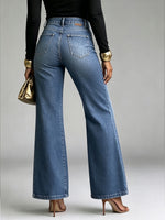 Asymmetrical Grommet Wide-Leg Denim Trousers