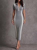 Women's Collared Short-sleeved Casual Slim-fit Bodycon Dress