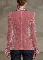 Stylish Leopard-print Color-block Velvet Blazer