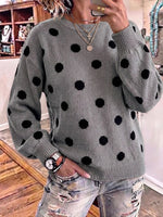 Casual Color-block Polka-dot Long-sleeve Pullover Sweater
