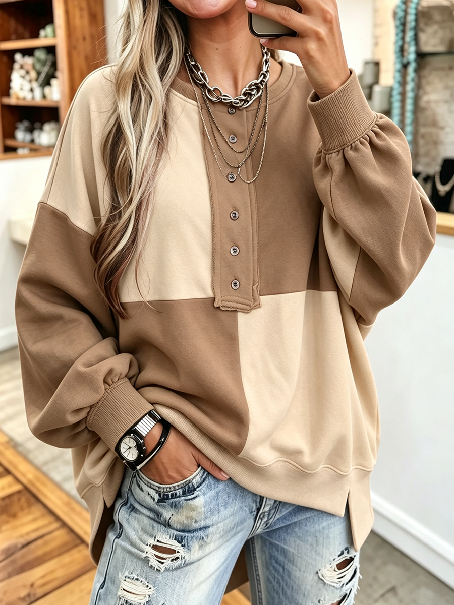 cozy colorblock oversized sweatshirt