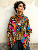 Cozy Bohemian Colorful Animal Print Velvet Top