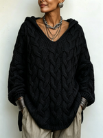 Cozy Chic Hooded Cable-knit Sweater