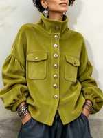 Chic Urban Casual Olive Green Statement Jacket