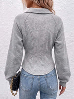 Women's Solid Color Collared Long Sleeve Casual Loose Cardigan
