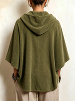 Cozy Asymmetric Corduroy Hooded Poncho Top
