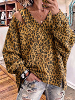 Bold Green Leopard Asymmetrical Cutout Top