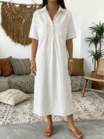 Casual Short-sleeved Polo Collar Denim Dress