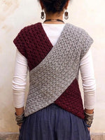 Women's Two-tone Woven Front Knit Vest