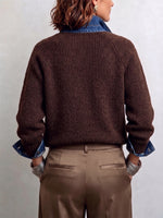 Chic Denim-Trim Ribbed Knit Zip-Up